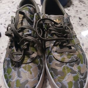 Adidas Green and Gray Camouflage Sneakers